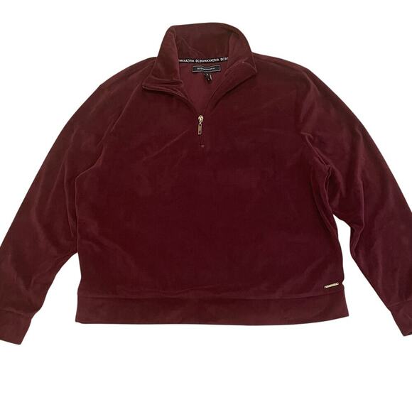 BCBGMAXAZRIA Velour L Tracksuit Set | Plum Wine Pullover & Joggers, Y2K Lounge - Picture 2 of 7